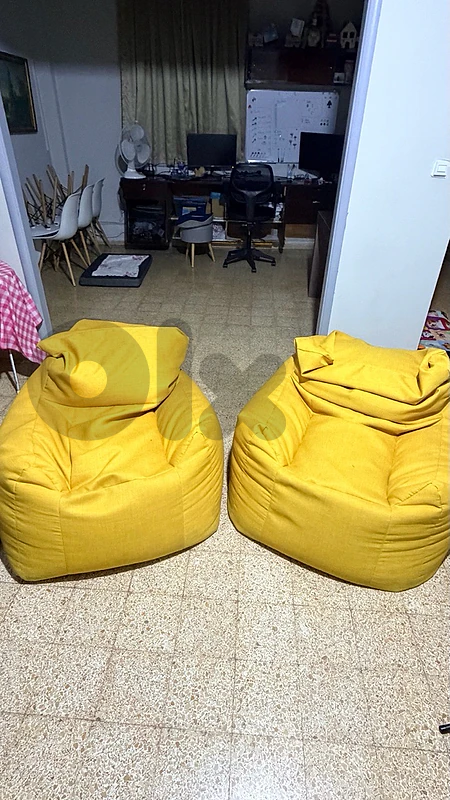 Set of 2 Yellow Poufs for Sale – $100