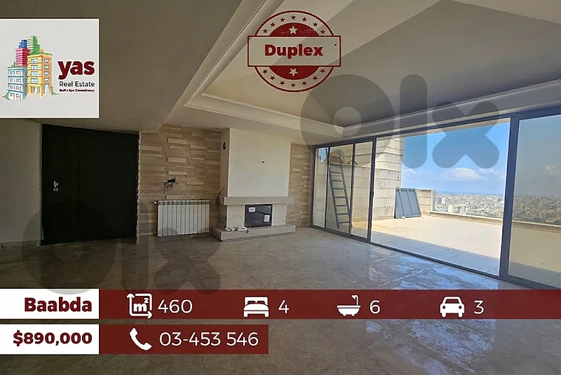 Baabda 460m2 | 25m2 Terrace | Luxury Duplex | Panoramic Sea View | OH