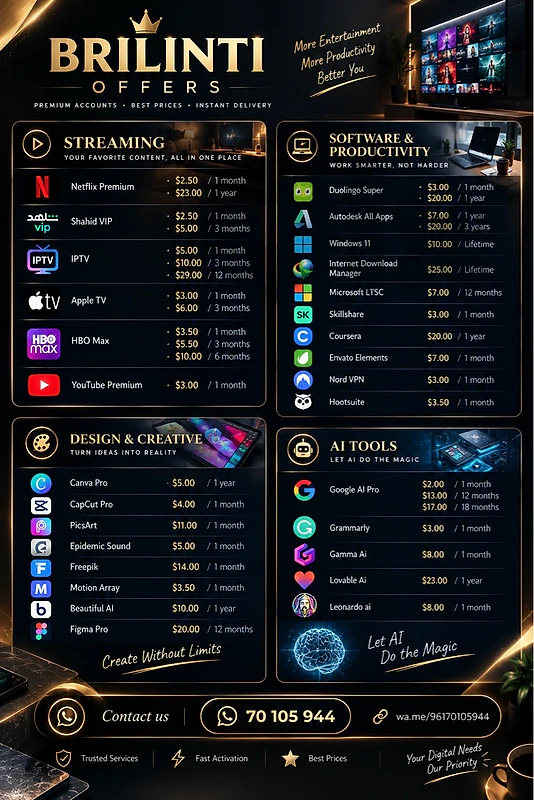 BRILINTI OFFERS – Digital Subscriptions & Software Deals