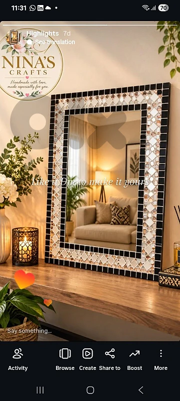 Handmade mosaic mirror.