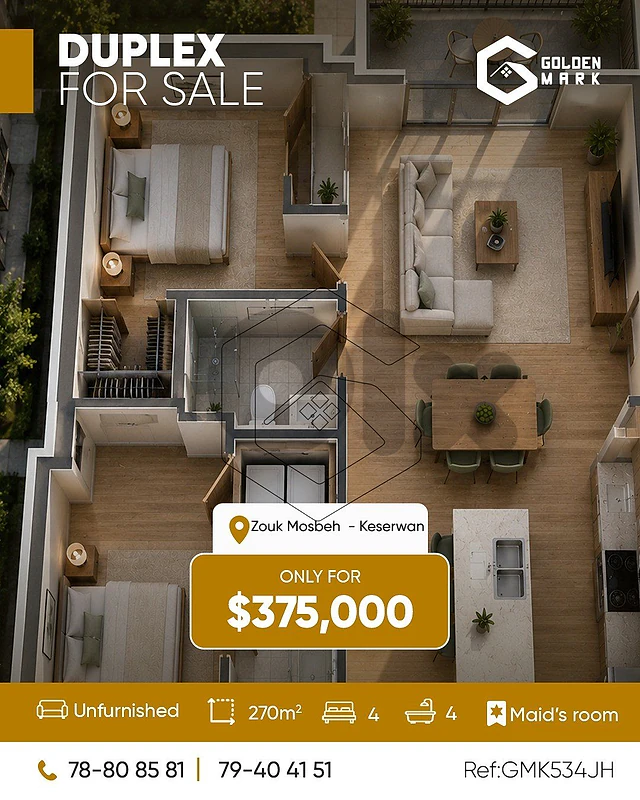 GMK534JH - Duplex For Sale In Zouk Mosbeh - دوبلكس للبيع في زوق مصبح