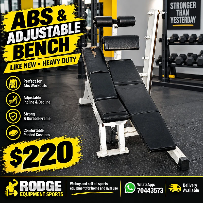 Abs and adjustable bench like new heavy duty