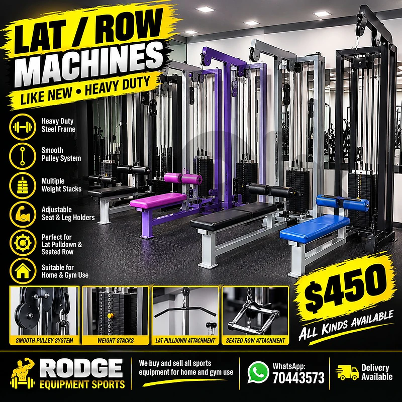 All kind of lat/row machine like new heavy duty
