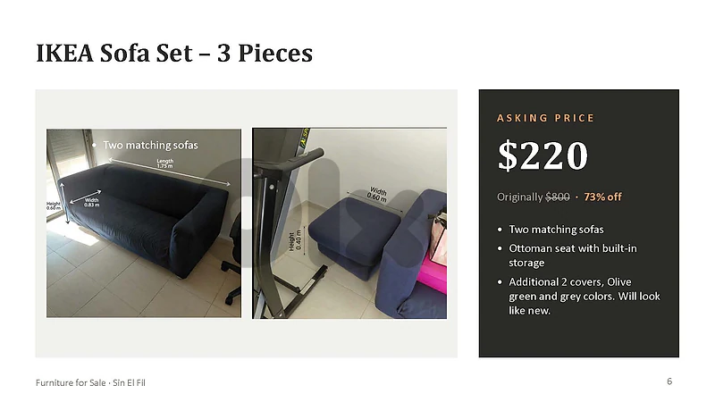 IKEA Sofa Set – 3 Pieces