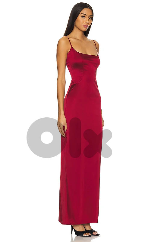 Red Satin Maxi Slip Dress - Size M - New