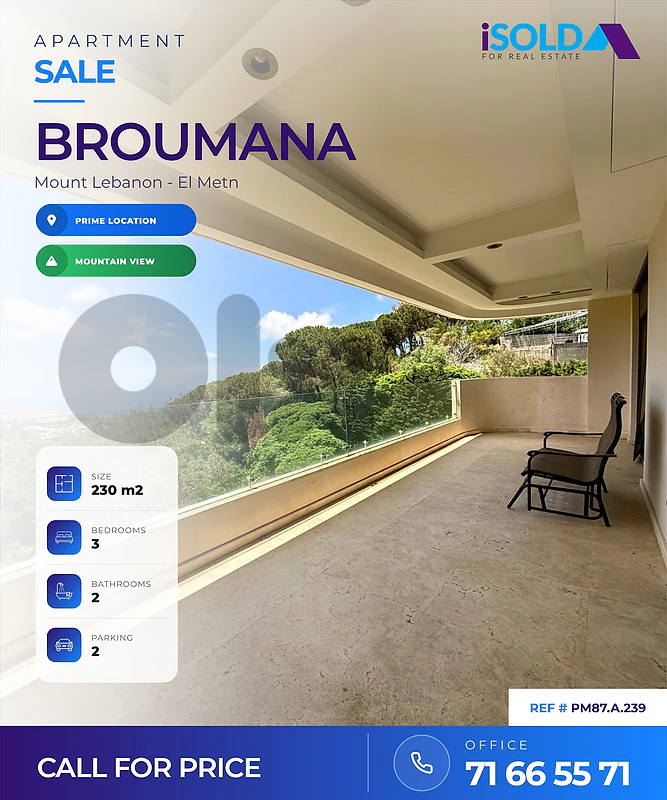 Apartment + Panoramic View for Sale in Broumana - شقة للبيع في برمانا