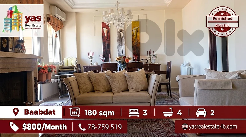 Baabdat 180m2 | Rent | Furnished | Mountian View | Well Maintained|TCH