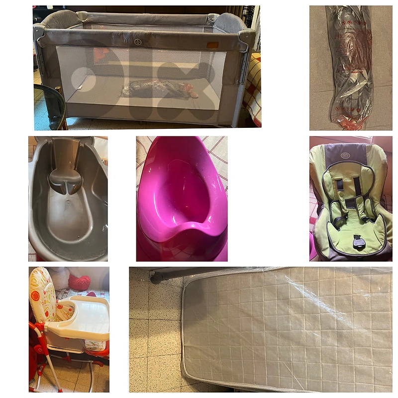 baby bed  baby mattress. car seat, high chair,bathtub,poti