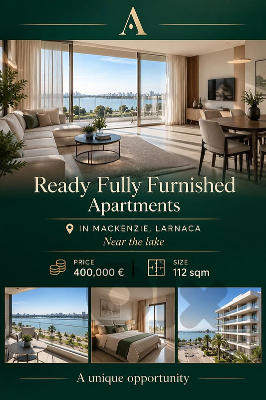 Ready Fully Furnished Apartment for Sale in Mackenzie, Larnaca