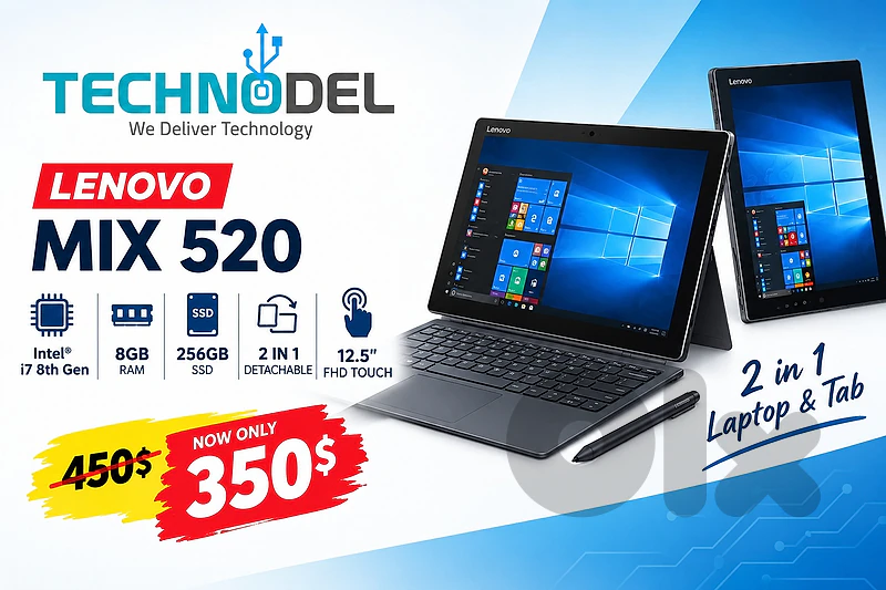 LENOVO Mix 520 I7 8th Gen 8GB 256GB 2 IN 1 DETACHABLE 12.5" FHD TOUCH