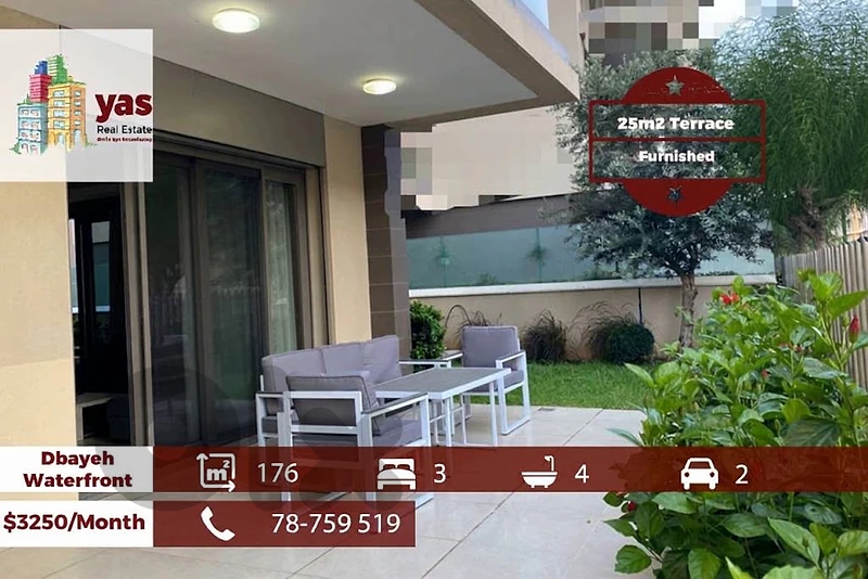 Dbayeh/Waterfront 176m2 | 25m2 Garden/Pool | Furnished | Rent | MJ |