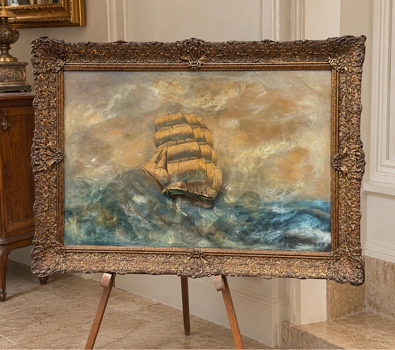 Antique Style Sailing Ship Painting
