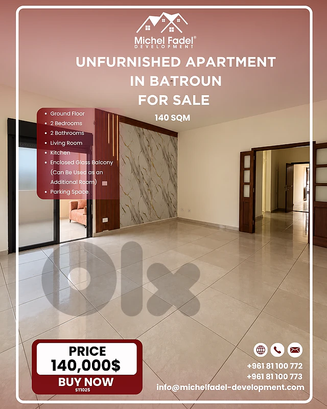 ST1025- Unfurnished Apartment in Batroun for Sale