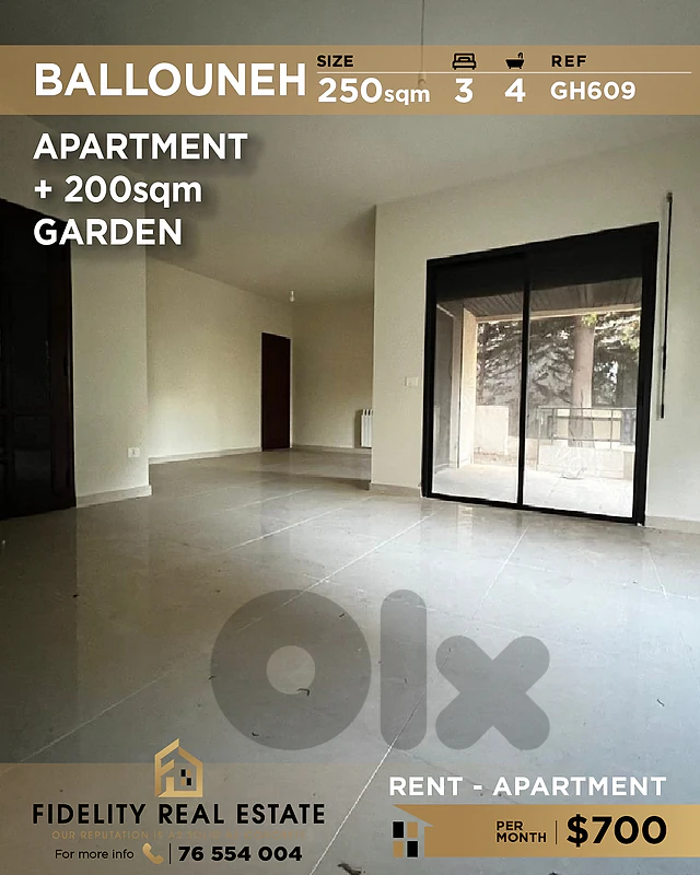 Apartment for rent in Ballouneh GH609 شقة للإيجار في بلونة