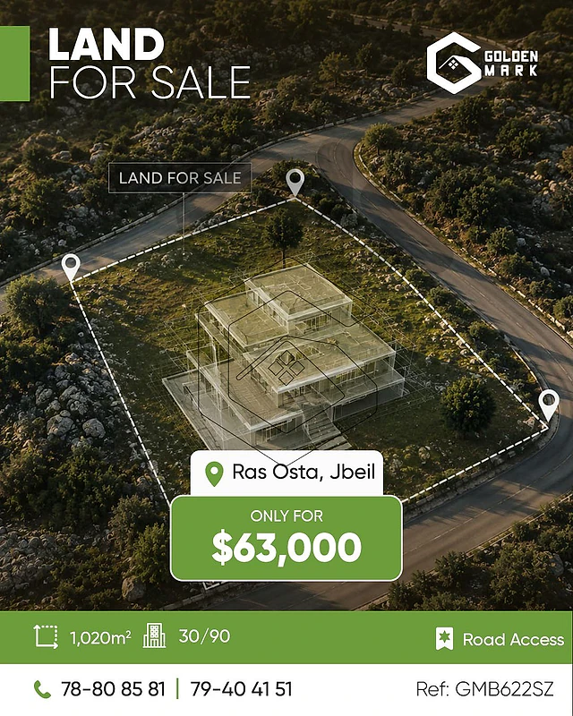 GMB622SZ Land for sale in Ras Osta Jbeil أرض للبيع في رأس أسطا، جبيل