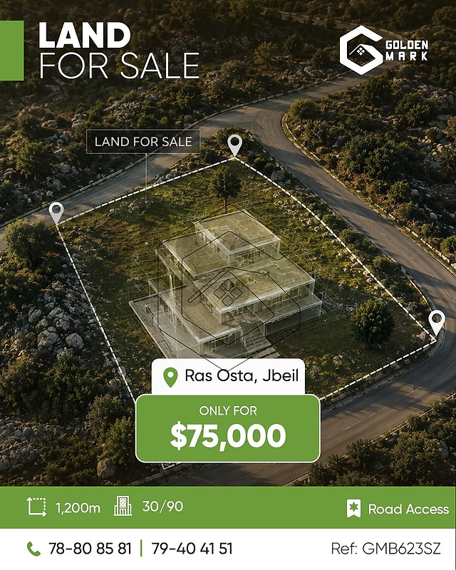 GMB623SZ Land for sale in Ras Osta Jbeil أرض للبيع في رأس أسطا، جبيل