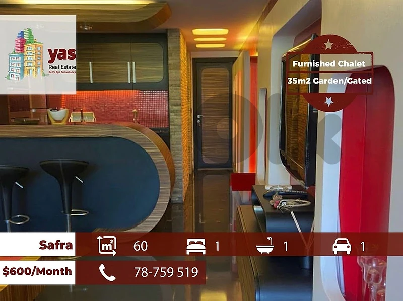 Safra 60m2 | 45m2 Garden | Furnished Chalet | Gated | Partial View | I