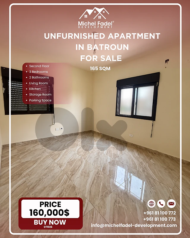 ST1026- Unfurnished Apartment for Sale- Batroun