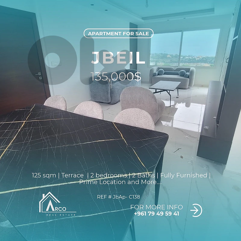 Fully Furnished Apartment For Sale in Jbeil | Open Sea View
