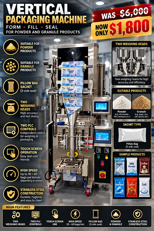 VFFS vertical packing machine (weigher) مكنة تعبئة اكياس حجم صغير
