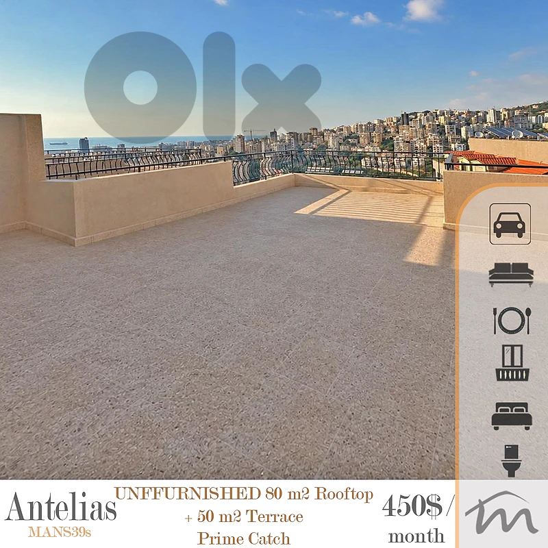 Antelias | Prime 1 Bedroom Rooftop + 50m² Terrace | Open Sea View