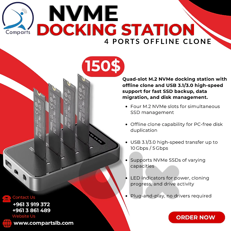 NVMe Docking Station 4 Ports Offline Clone