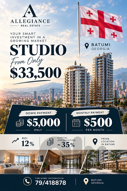 Studio for Sale in Batumi, Georgia – Starting at $33,500