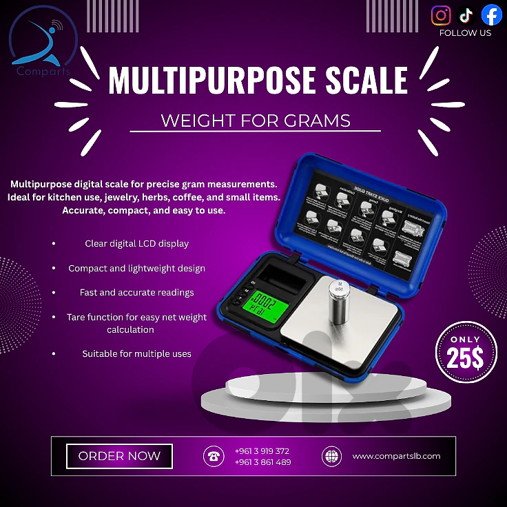 Multipurpose Digital Scale for Gram Measurements