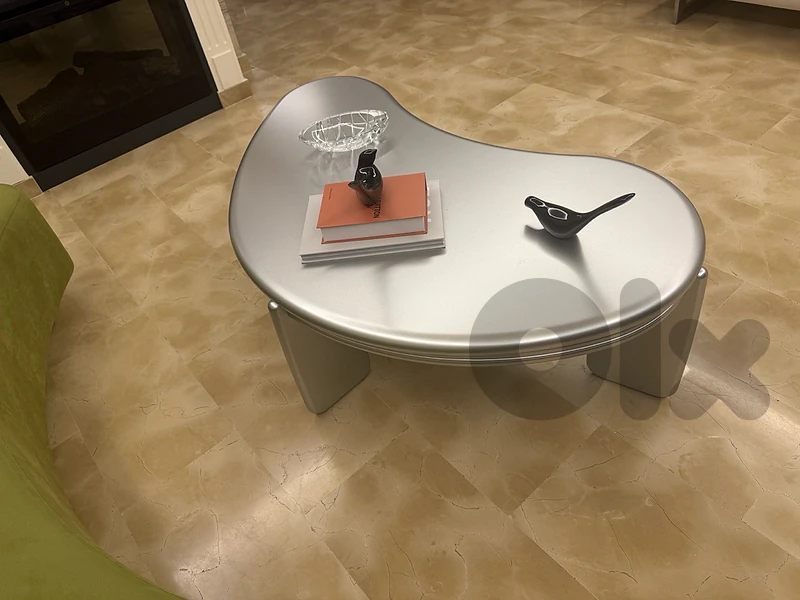 silver wooden table like new 130*65 cm