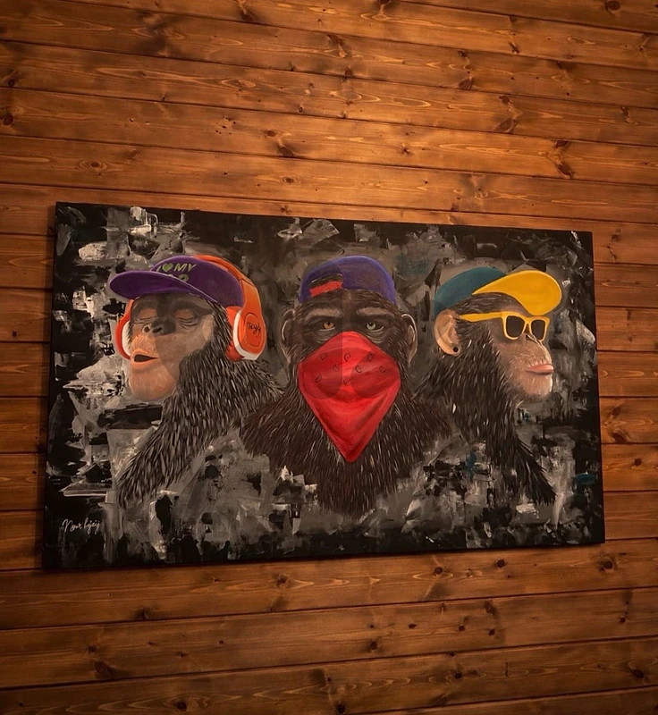the 3 monkey painting