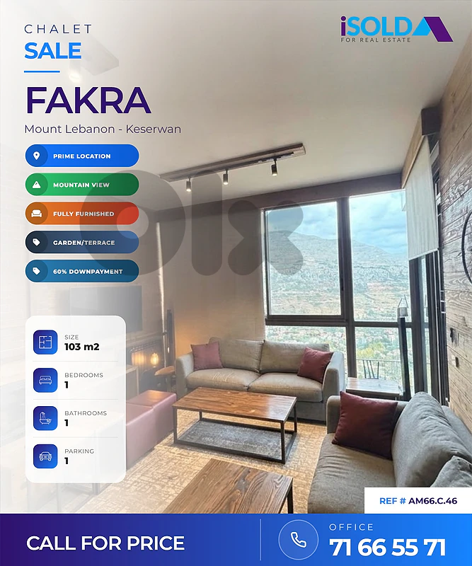 Furnished Chalet + Mountain View 4Sale in Faqra-شاليه للبيع في فقرا