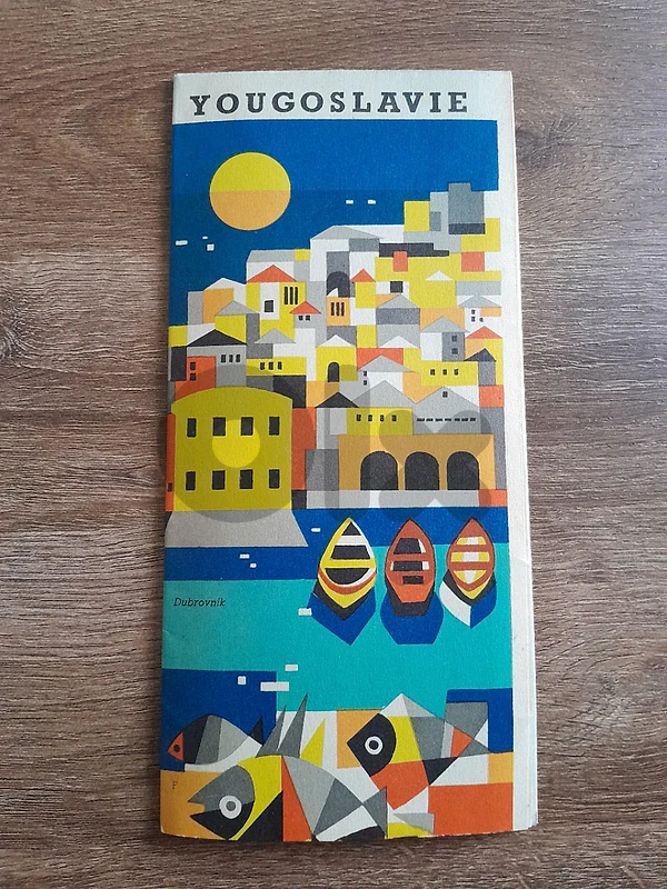Vintage 70's tourist. brochure and map Yoguslavia  illustrations