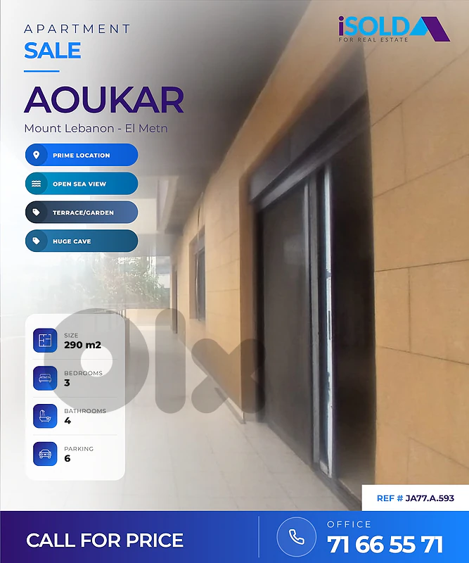Apartment+Terrace+Garden+SeaView for Sale in Aoukar-شقة للبيع في عوكر