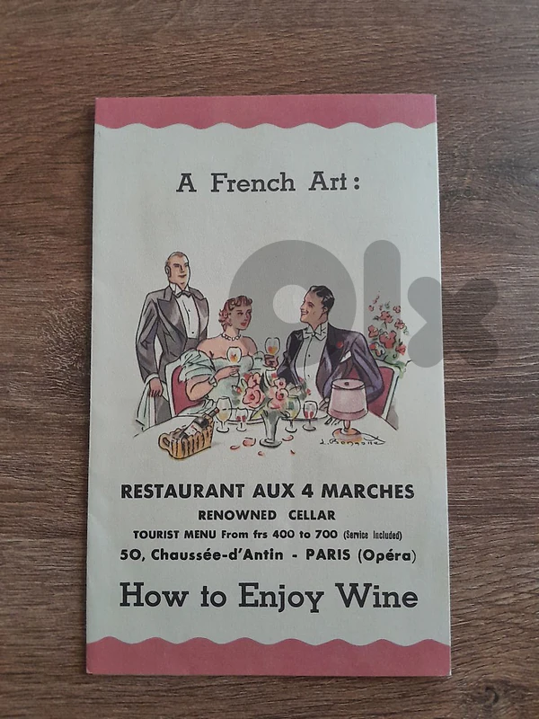 Vintage 1950 brochure about french wine