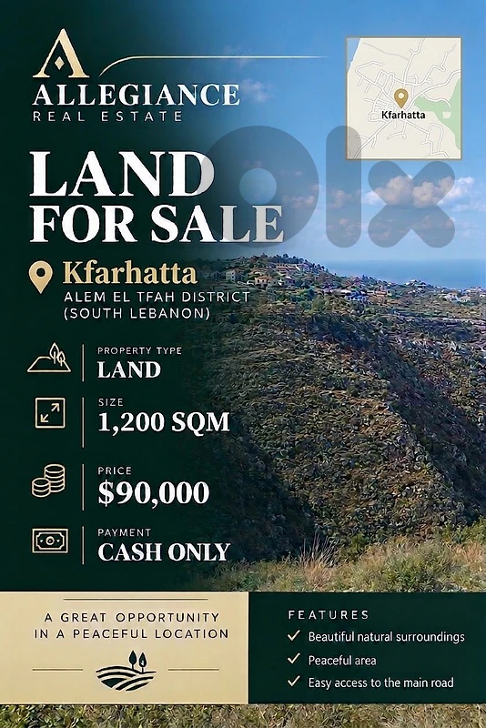 Land for Sale in Kfarhatta-أرض للبيع في كفرحتّى