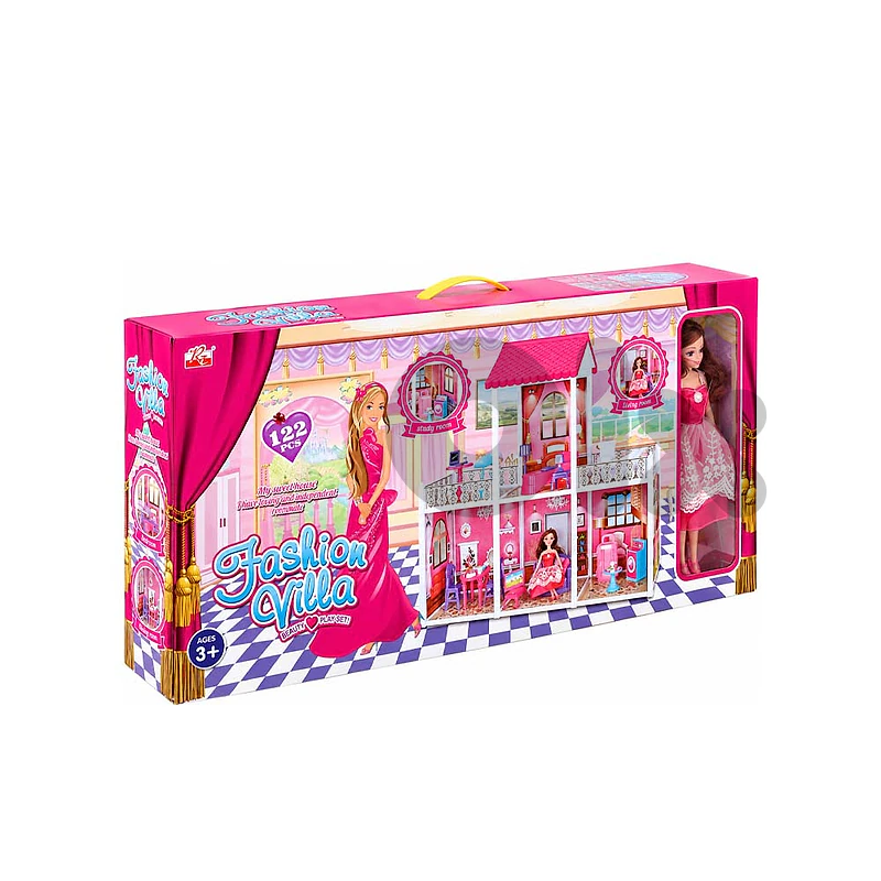 Kids Fashion Villa Dollhouse Play Set with Doll 122 PCS - طقم لعب بيت