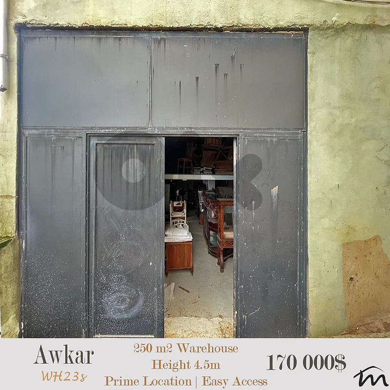 Awkar | 300m² Warehouse | 5 Seconds to Main Road, 3 Minutes to Highway