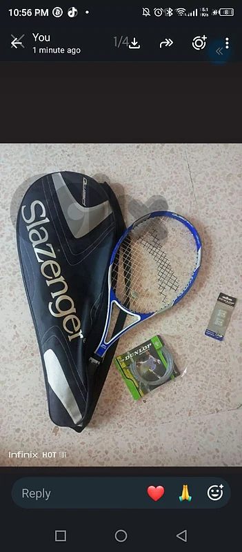 full slazenger tennis set with bag + spare parts only needs hand grip