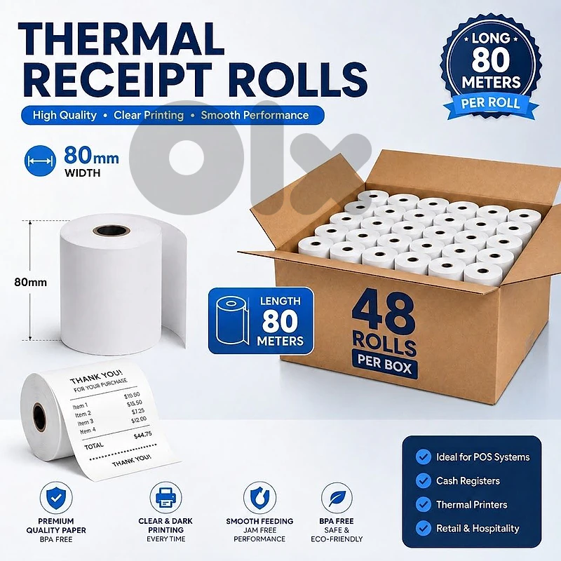 cash receipt rolls for pos printers 80m