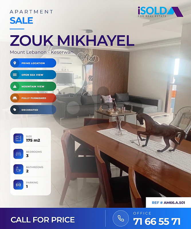 Furnished Apartment for Sale in Zouk Mickael - شقة للبيع في زوق مكايل