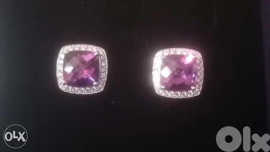 Diamond and ametyst earrings certified
