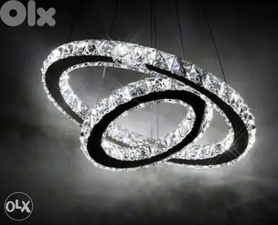 2 Ring Crystal LED 50x30cm Ceiling Lamp Chandelier