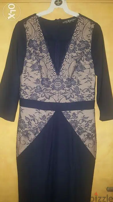 Little mistress navy lace panel jumpsuit overall 40 newاوفرول كحلي