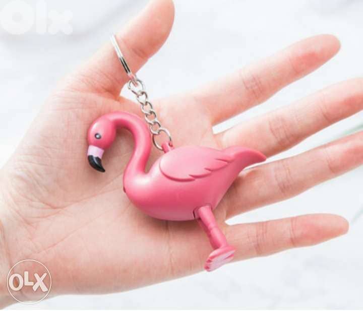 High quality flamingo light and sound keychain 4