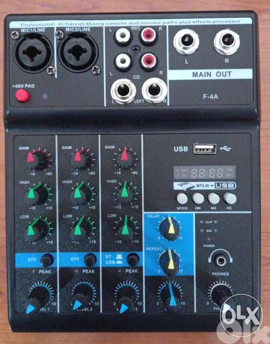 mixer 4 channel with effect & usb & bluetouth,new in box 1