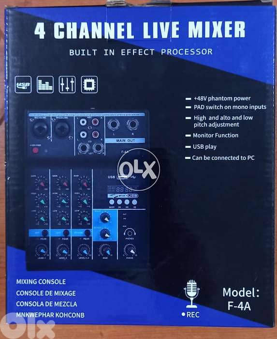mixer 4 channel with effect & usb & bluetouth,new in box 2