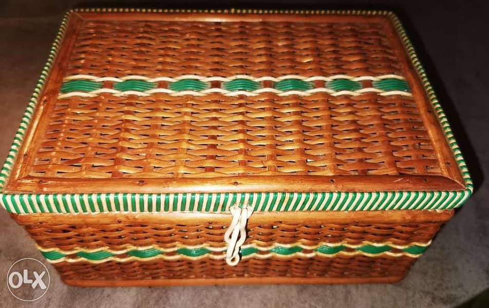 antique wicker sewing basket 0