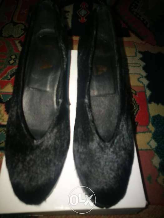 TBA To Be Announced leather pony skin chunky block heels pump shoes 38 7