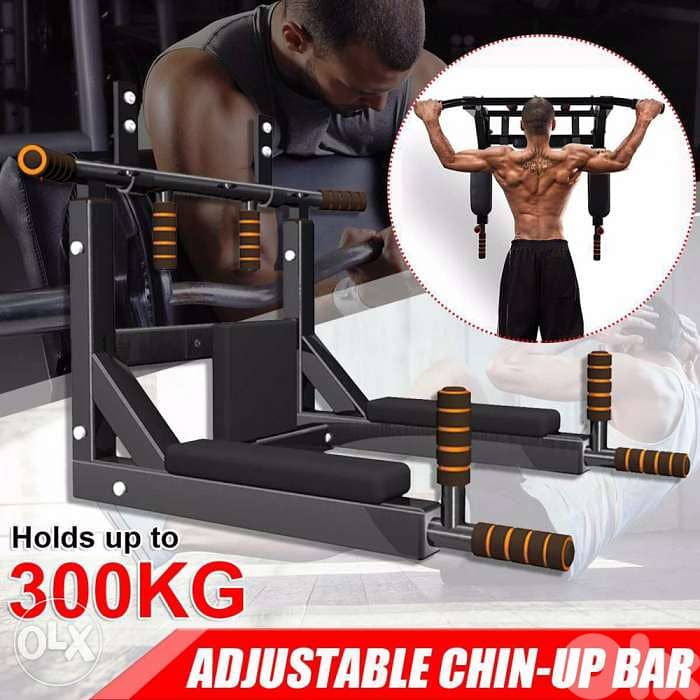 Multi Wall Mounted Adjustable Knee Raise Pull Chin Up Bar Dips Station 0