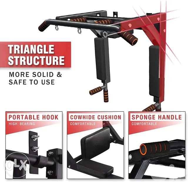 Multi Wall Mounted Adjustable Knee Raise Pull Chin Up Bar Dips Station 1